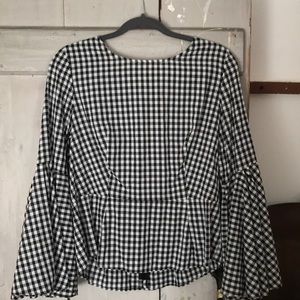 Gingham Womenswear Blouse with bell sleeves
